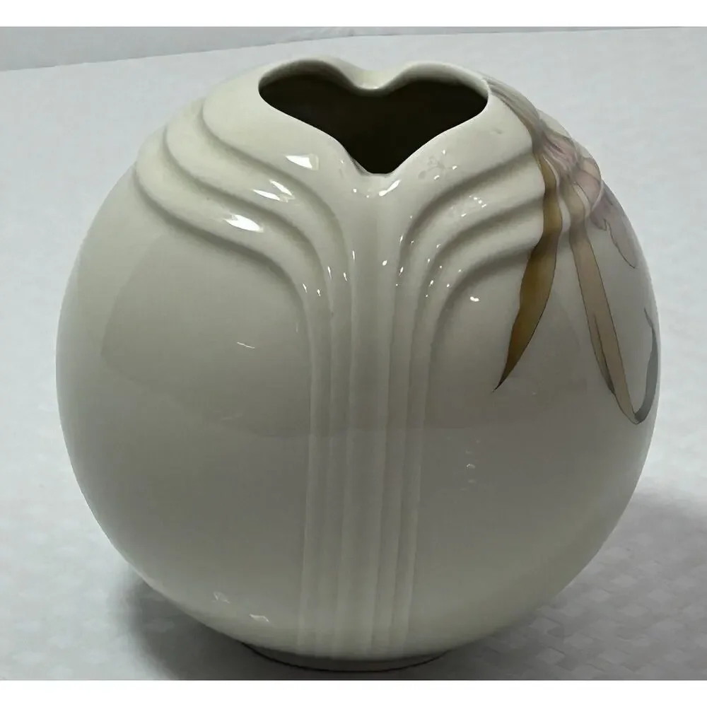 Art Deco Bud Vase 5” TOYO French‎ Orchid Floral Design Vintage 1980s